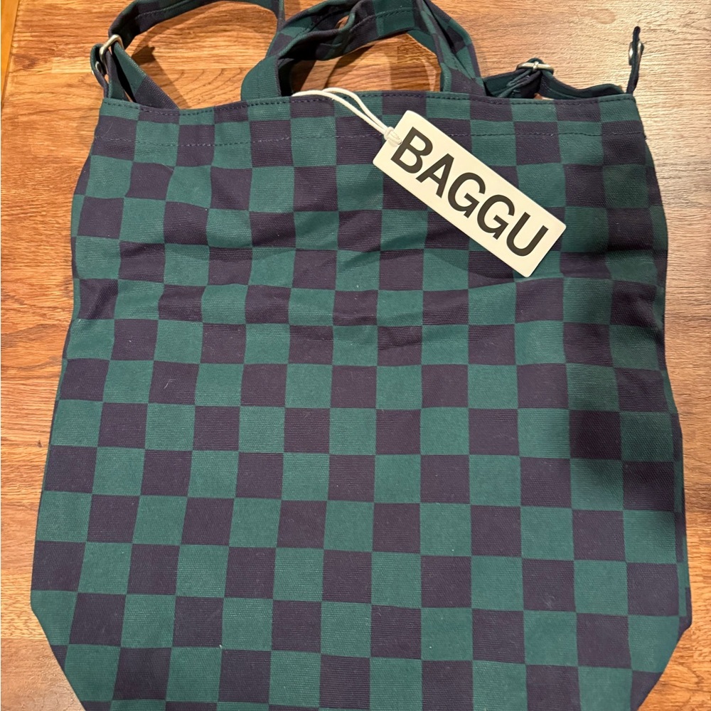 BAGGU Green and Navy Zip Duck Bag